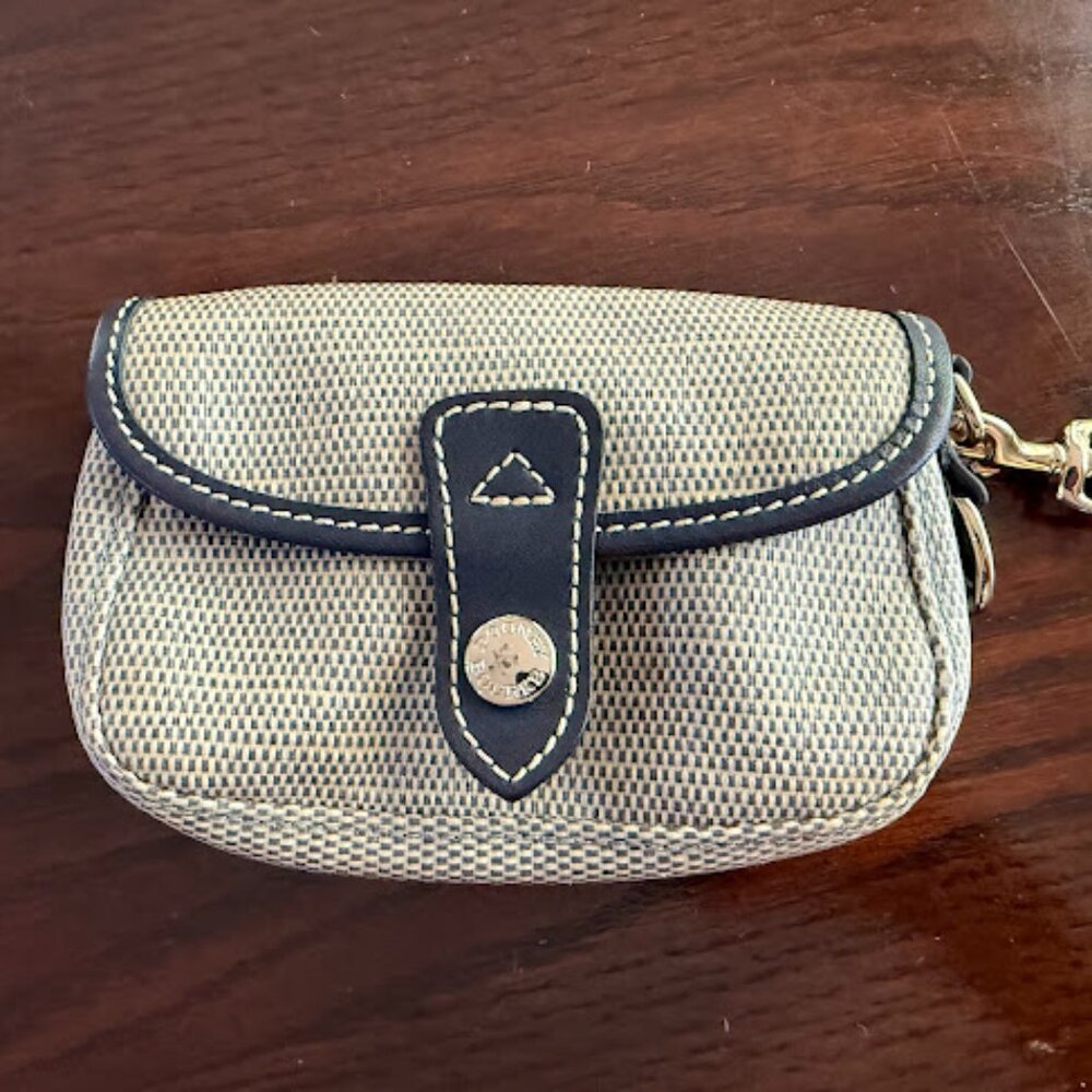 Dooney & Bourke Navy & White leather coated cotton Wristlet - Picture 3 of 7